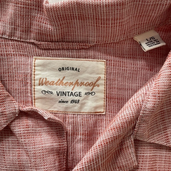 Weatherproof Vintage Shirt Mens Large Red Button Up Cotton Casual Dad - Picture 6 of 8